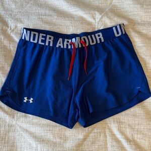Under Armour Royal Cobalt Blue Women's Athletic Shorts with Red Drawcord Small